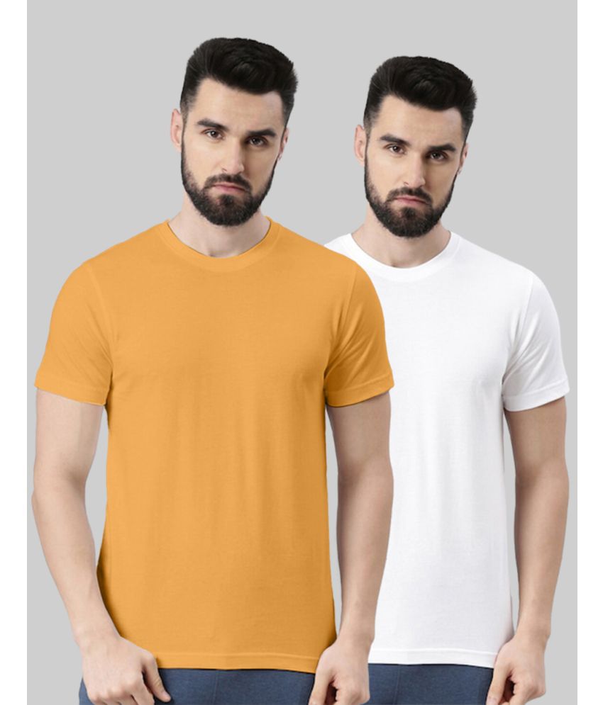     			Veirdo 100% Cotton Regular Fit Solid Half Sleeves Men's T-Shirt - Yellow ( Pack of 2 )