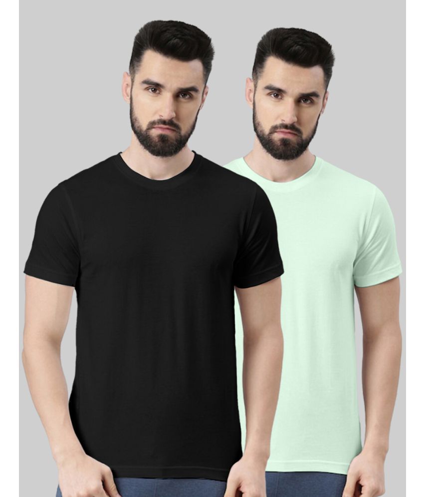     			Veirdo 100% Cotton Regular Fit Solid Half Sleeves Men's T-Shirt - Black ( Pack of 2 )