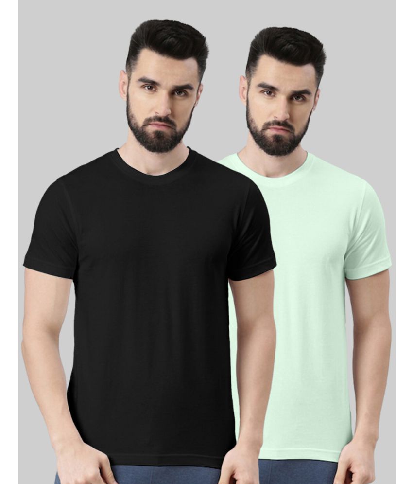     			Veirdo Pack of 2 100% Cotton Regular Fit Men's T-Shirt ( Black )