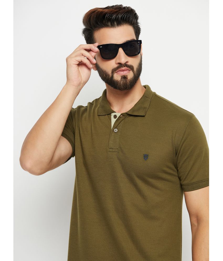     			XFOX Pack of 1 Cotton Blend Regular Fit Solid Half Sleeves Men's Polo T Shirt ( Dark Green )