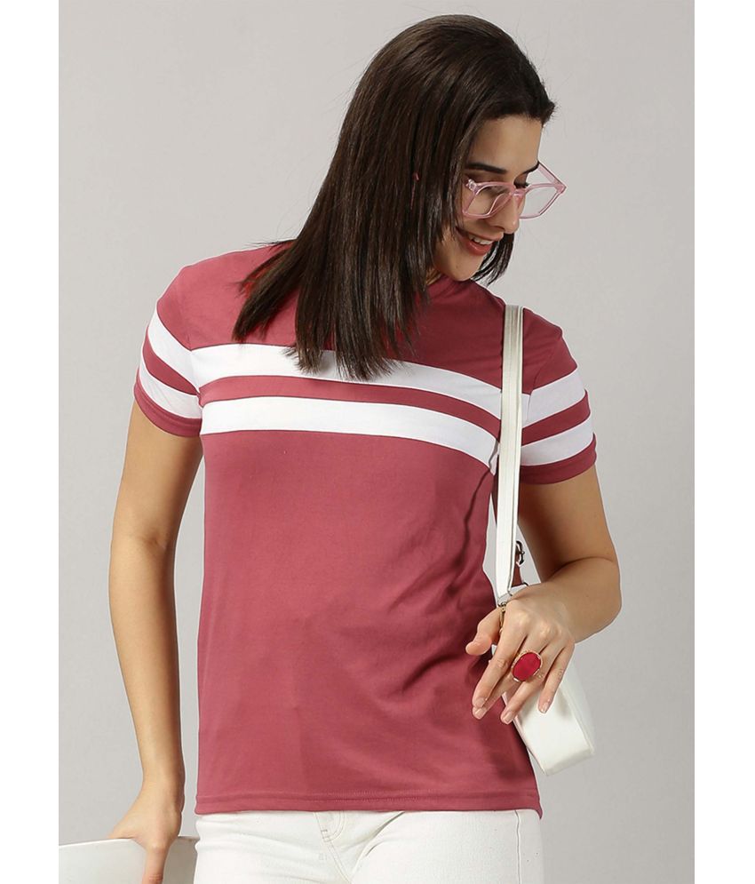     			AUSK Peach Cotton Blend Regular Fit Women's T-Shirt ( Pack of 1 )