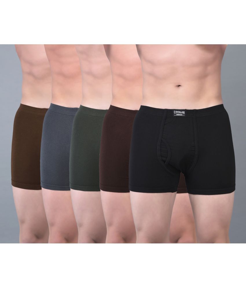     			Pack of 5 Dollar Bigboss Assorted Solid Cotton Blend Men Trunk