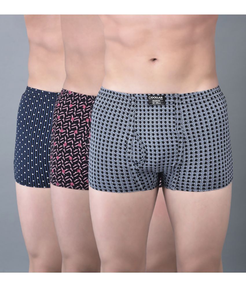     			Pack of 3 Dollar Bigboss Assorted Printed Cotton Blend Men Trunk