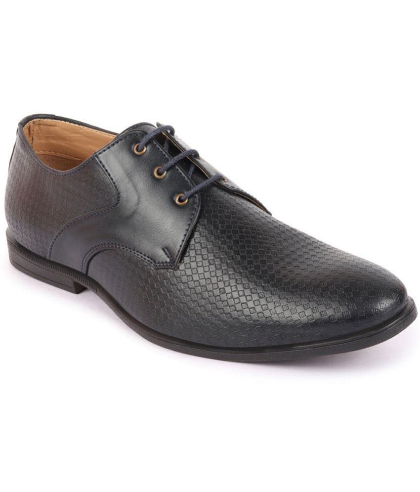     			Fausto Navy Blue Men's Derby Formal Shoes