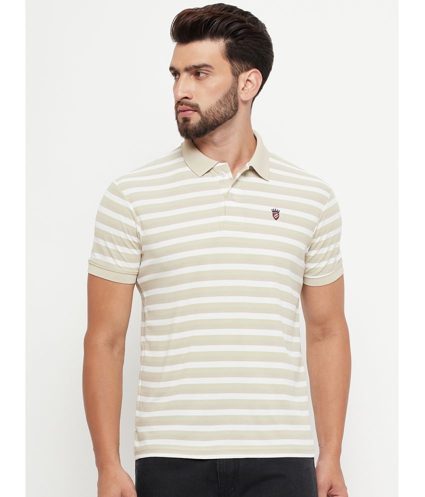     			RELANE Pack of 1 Cotton Blend Regular Fit Striped Half Sleeves Men's Polo T Shirt ( Beige )