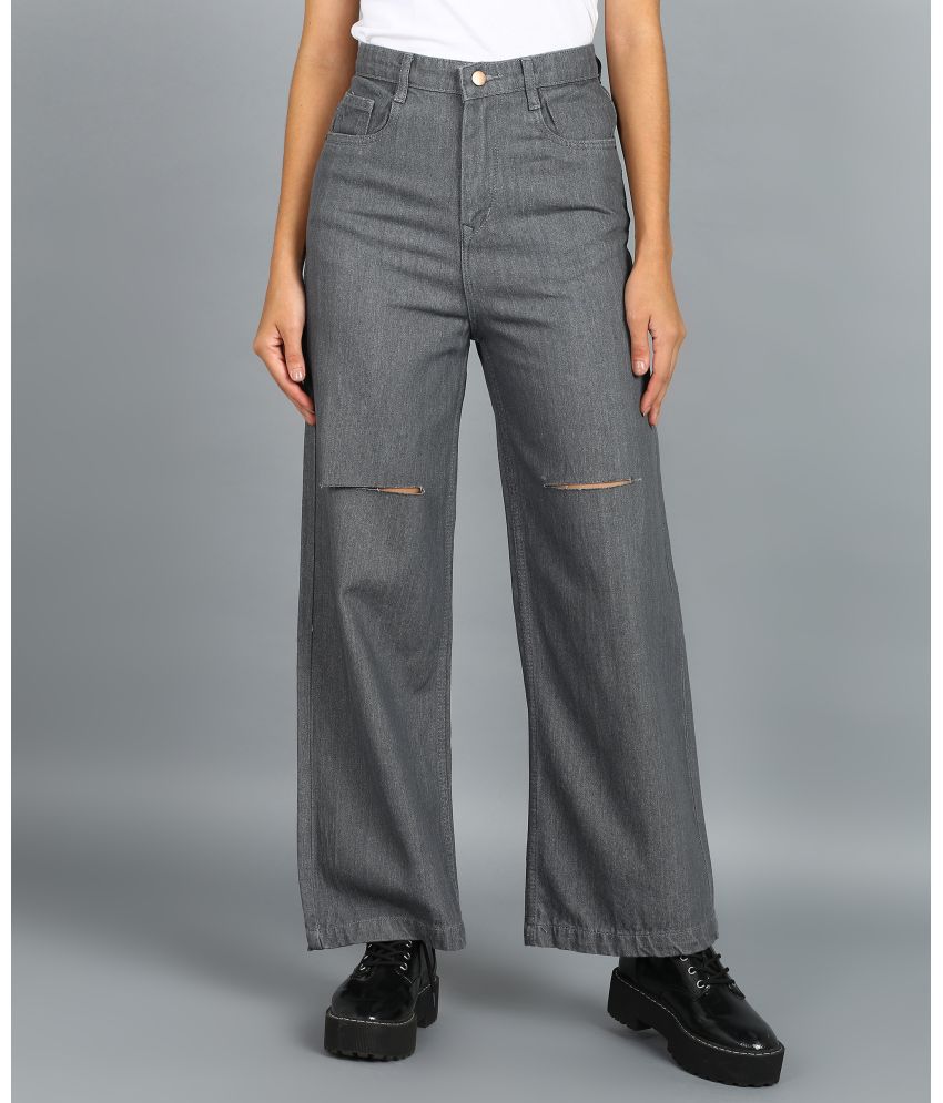     			Urbano Fashion - Grey Denim Wide Leg Women's Jeans ( Pack of 1 )