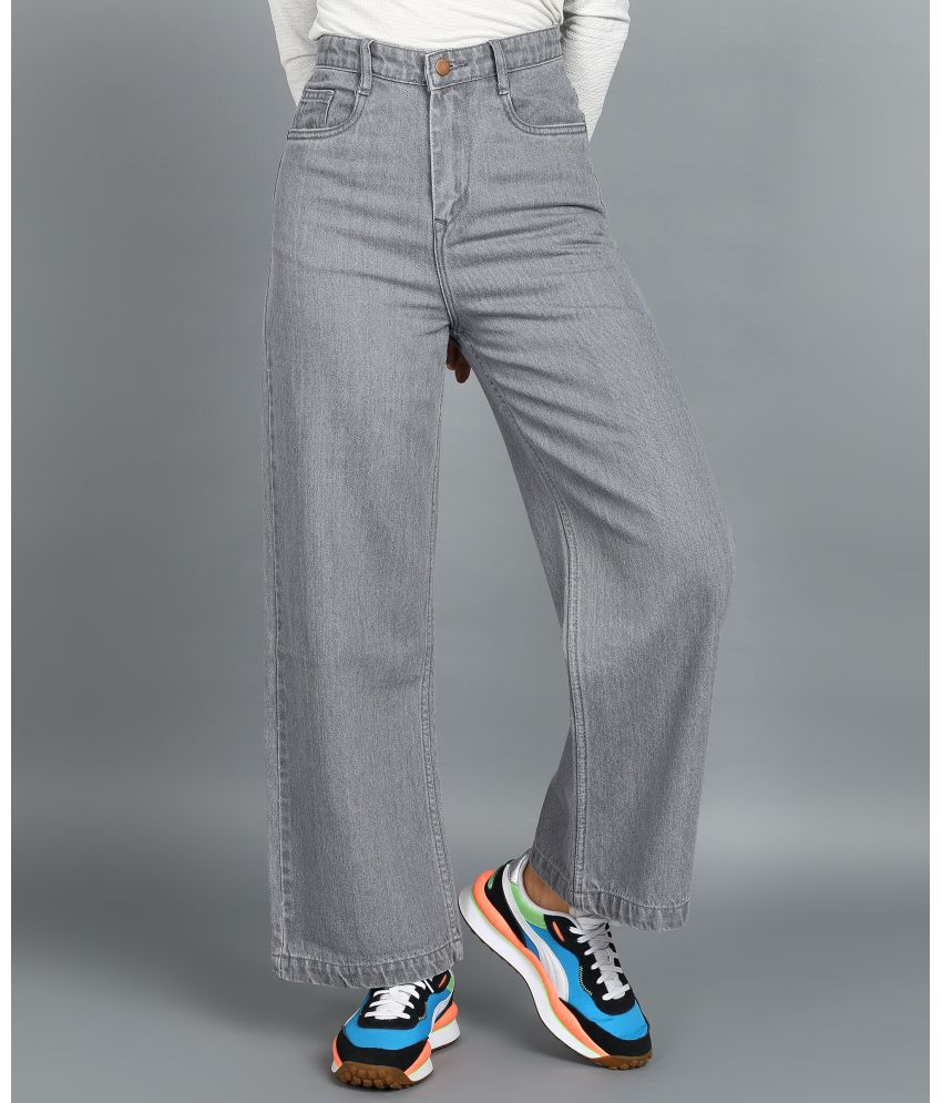     			Urbano Fashion - Light Grey Denim Wide Leg Women's Jeans ( Pack of 1 )