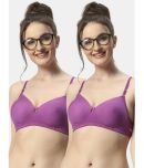 Sonari Pack of 2 Polyester Women's T-Shirt Bra ( Purple ) 007purplepurple