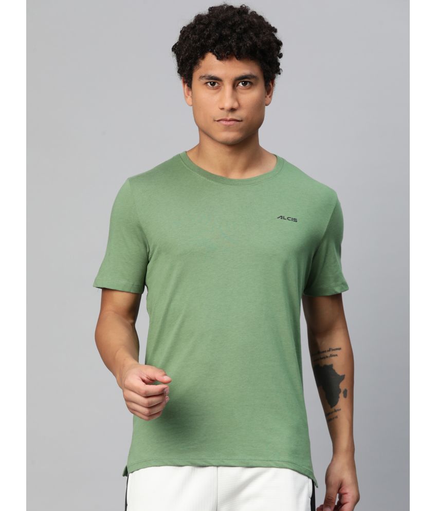     			Alcis Green Cotton Regular Fit Men's Sports T-Shirt ( Pack of 1 )