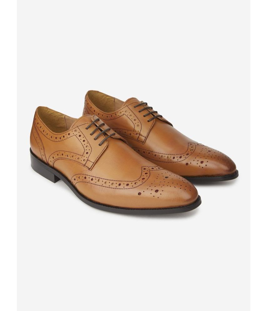     			HATS OFF ACCESSORIES Tan Men's Brogue Formal Shoes