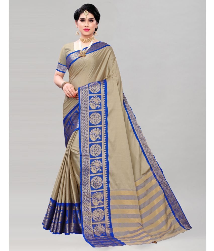     			Satrani Silk Woven Saree With Blouse Piece - Beige ( Pack of 1 )