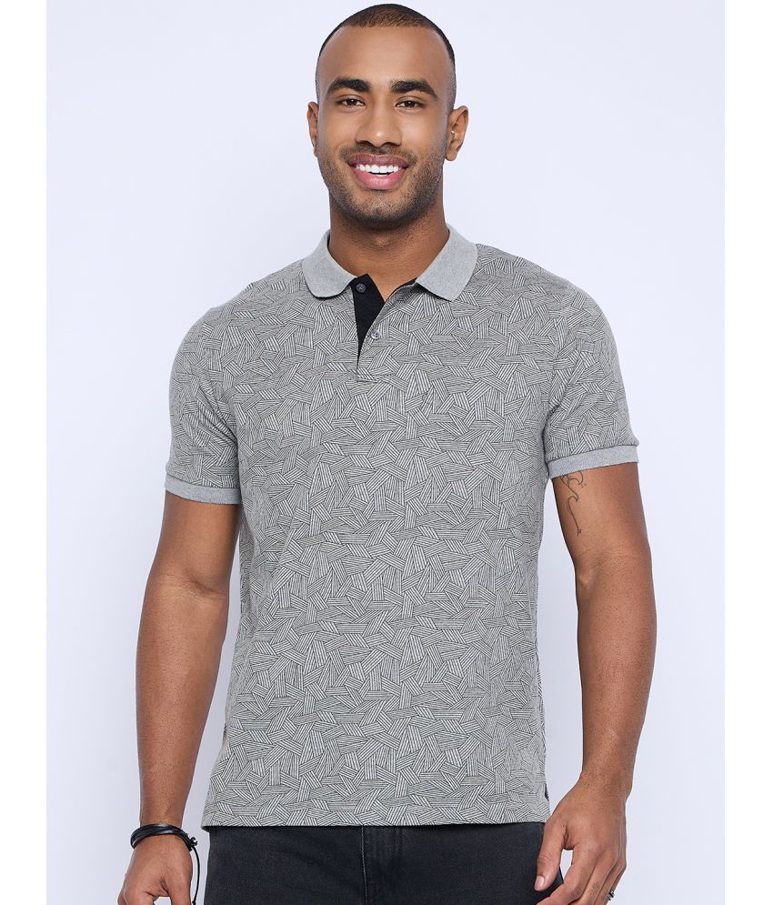     			AUSTIN WOOD Cotton Blend Regular Fit Printed Half Sleeves Men's Polo T Shirt - Grey ( Pack of 1 )