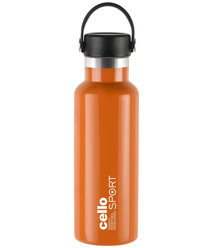     			Cello Aqua Bliss Vacusteel Orange Steel Flask ( 600 ml )