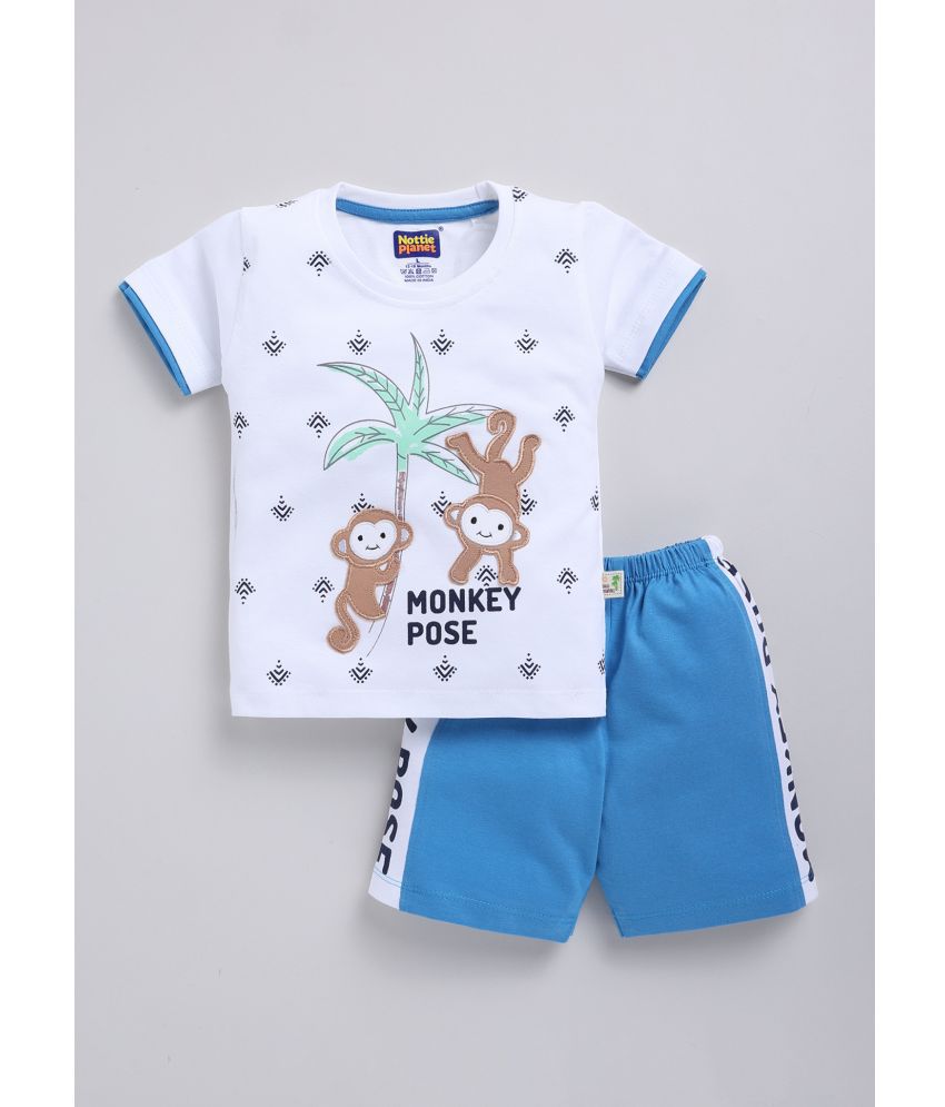     			Nottie planet Blue Cotton Baby Boy Top & Shorts ( Pack of 1 )