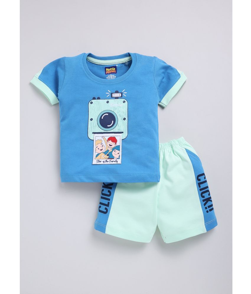     			Nottie planet Blue Cotton Baby Boy Top & Shorts ( Pack of 1 )