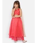 Nauti Nati Polyester Lehenga & Crop Top For Girls ( Pack of 1 , Coral )