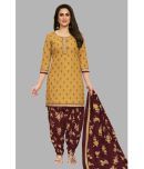 shree jeenmata collection Cotton Printed Kurti With Patiala Women's Stitched Salwar Suit - Yellow ( Pack of 1 )