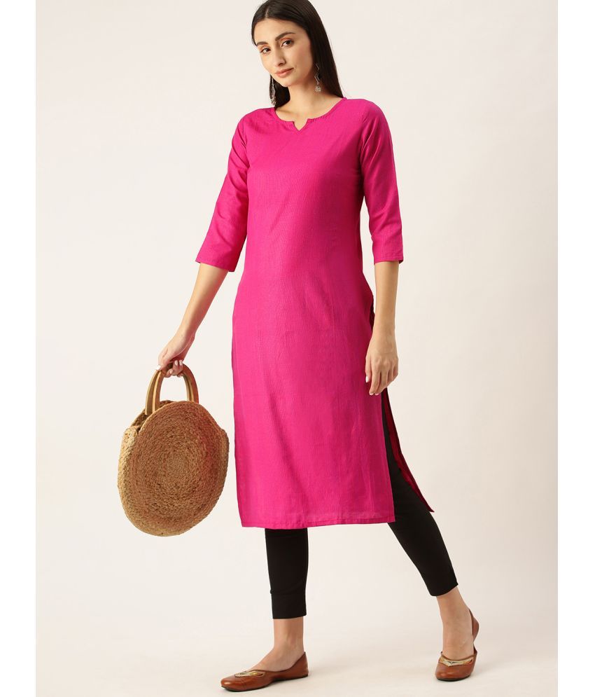     			Aarrah Cotton Blend Solid Straight Women's Kurti - Pink ( Pack of 1 )