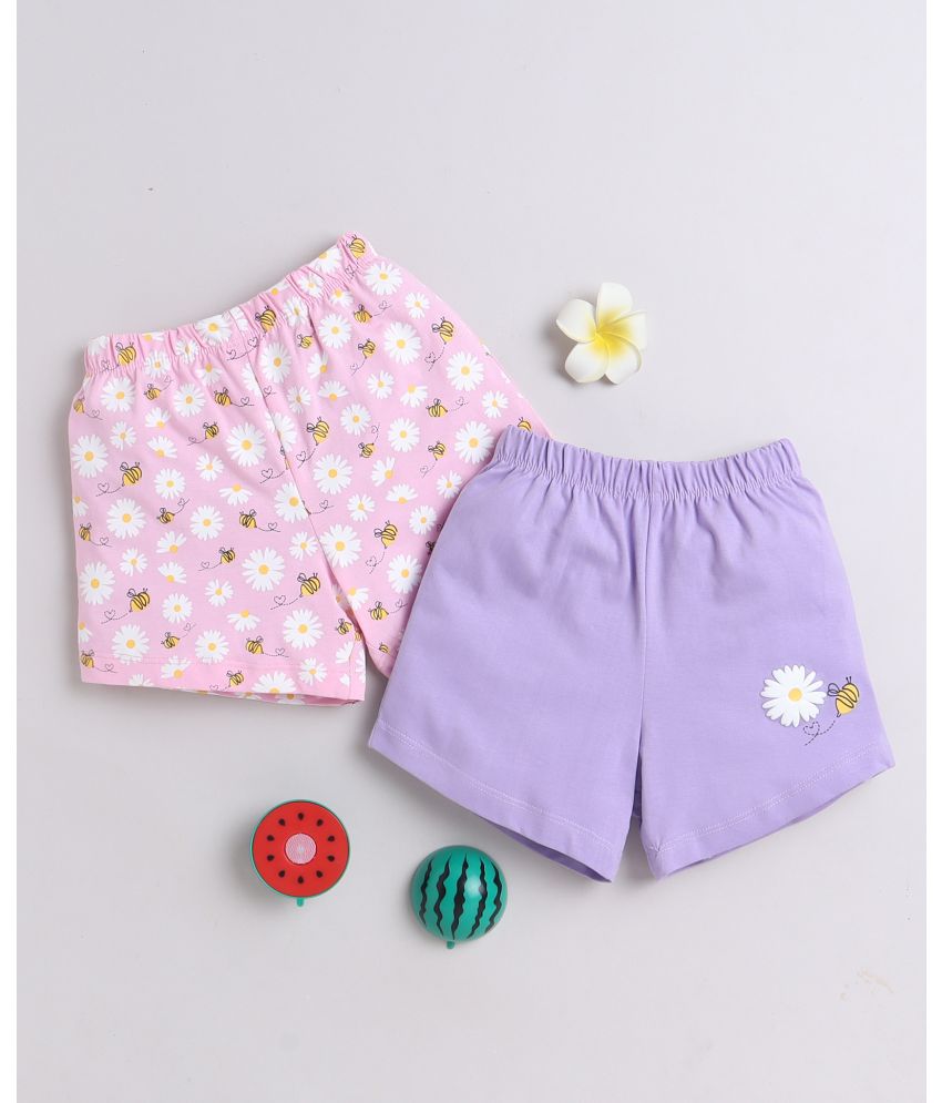     			BUMZEE Pink & Lavender Girls Shorts Pack Of 2 Age - 12-18 Months