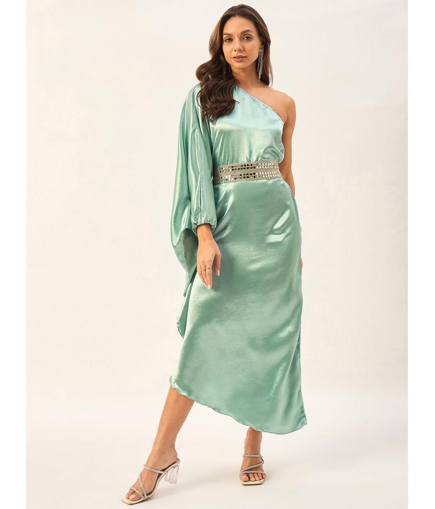     			DRAPE AND DAZZLE Polyester Solid Midi Women's Kaftan - Sea Green ( Pack of 1 )