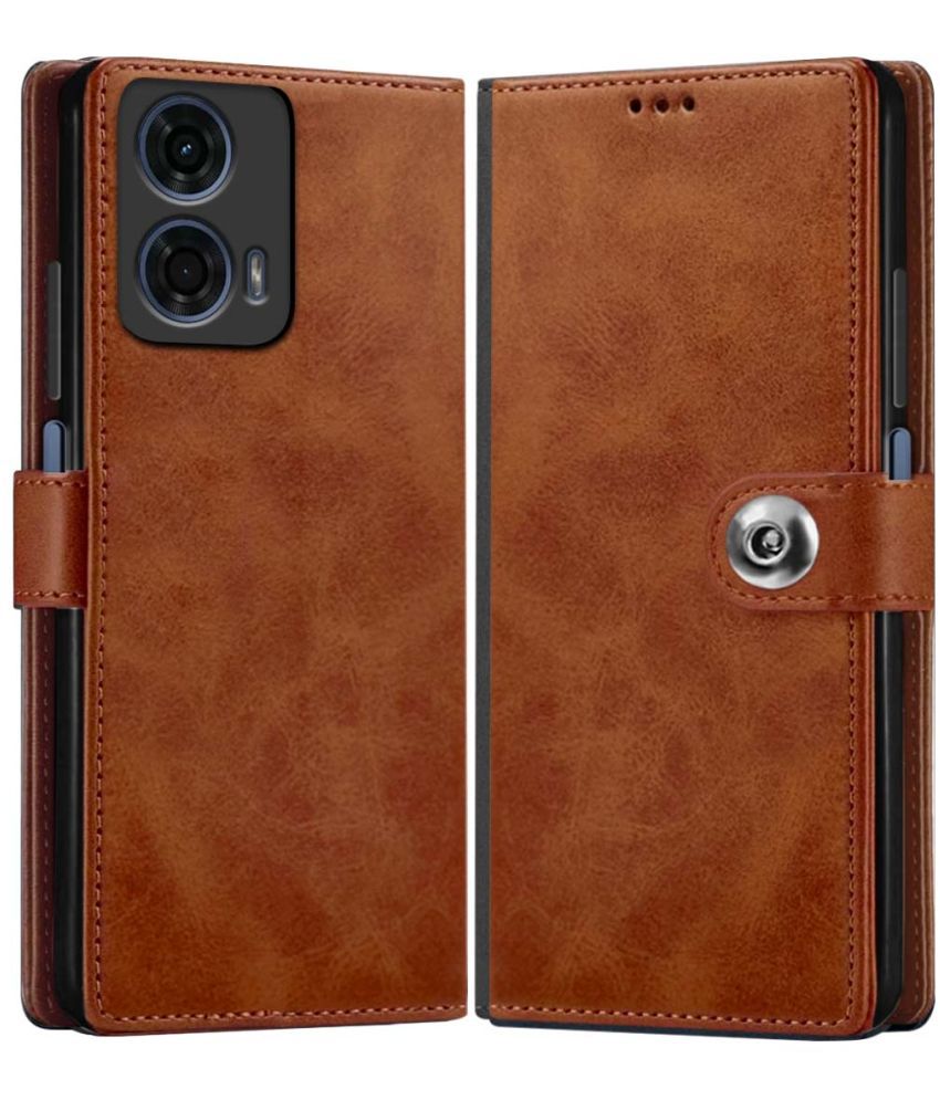     			Fashionury Brown Flip Cover Artificial Leather Compatible For Moto G24 Power ( Pack of 1 )