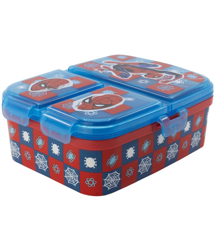     			Gluman Red Disney Spiderman Partition Lunch Box for Kids with Snap Lock Closure - 500ml