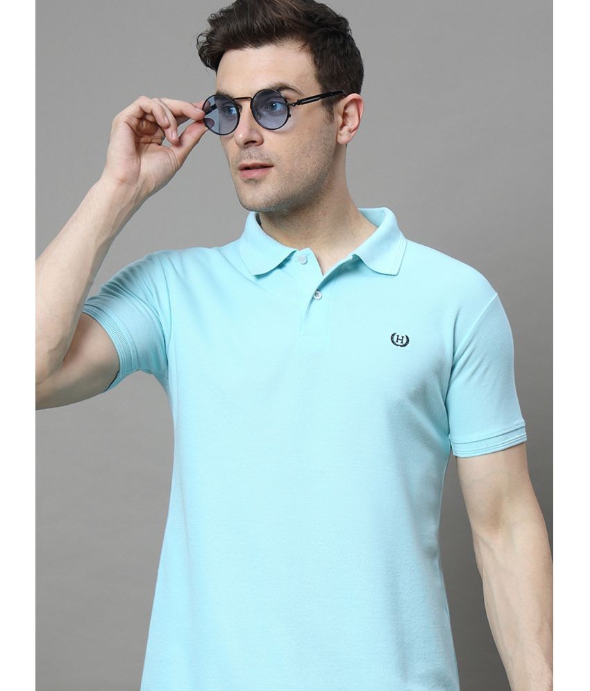     			Hushbucks Pack of 1 Cotton Blend Regular Fit Solid Half Sleeves Men's Polo T Shirt ( Turquoise )