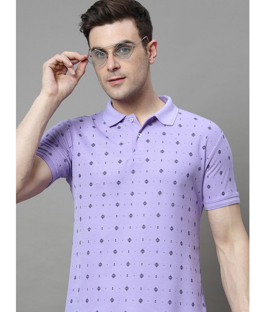     			Hushbucks Cotton Blend Regular Fit Printed Half Sleeves Men's Polo T Shirt - Lavender ( Pack of 1 )