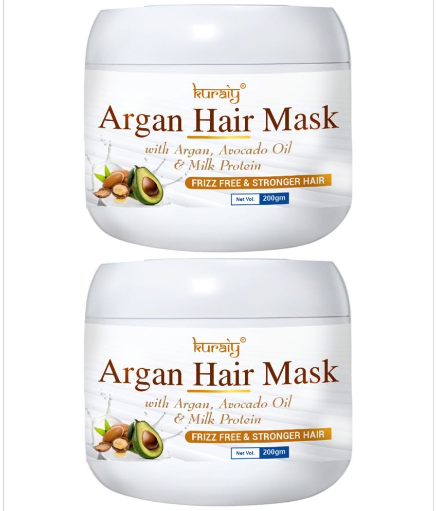     			KURAIY Argan Hair Mask With Argan, Milk Protein For Frizz Hair And Stronger Hair 200g Pack Of 2