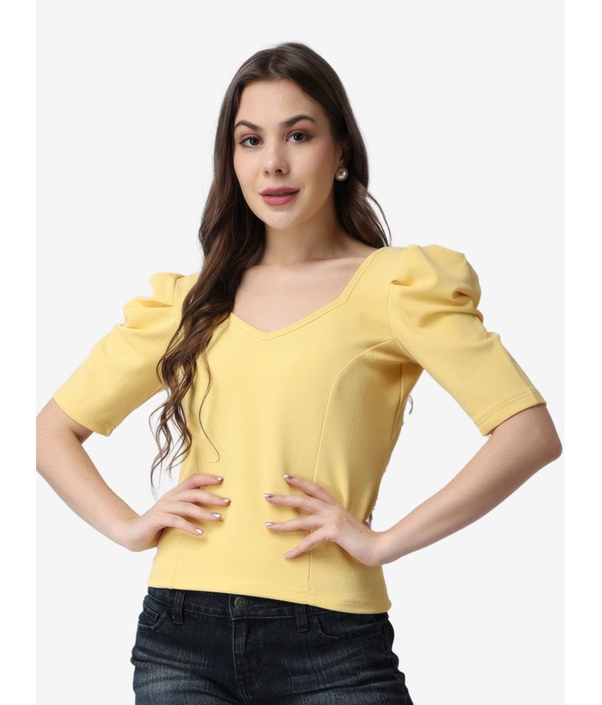     			POPWINGS Yellow Polyester Women's Regular Top ( Pack of 1 )