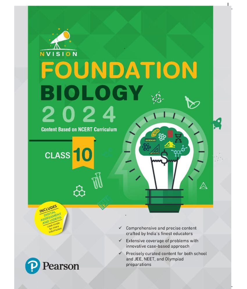     			Pearson - Nvision Foundation 2024  Biology Class 10, | Based on NCERT Curriculum | School, JEE, NEET, Olympiad |