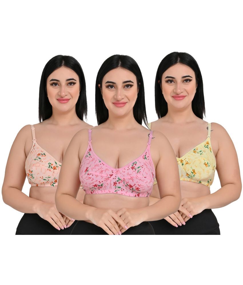     			Piylu Multicolor Cotton Blend Lightly Padded Women's Everyday Bra ( Pack of 3 )