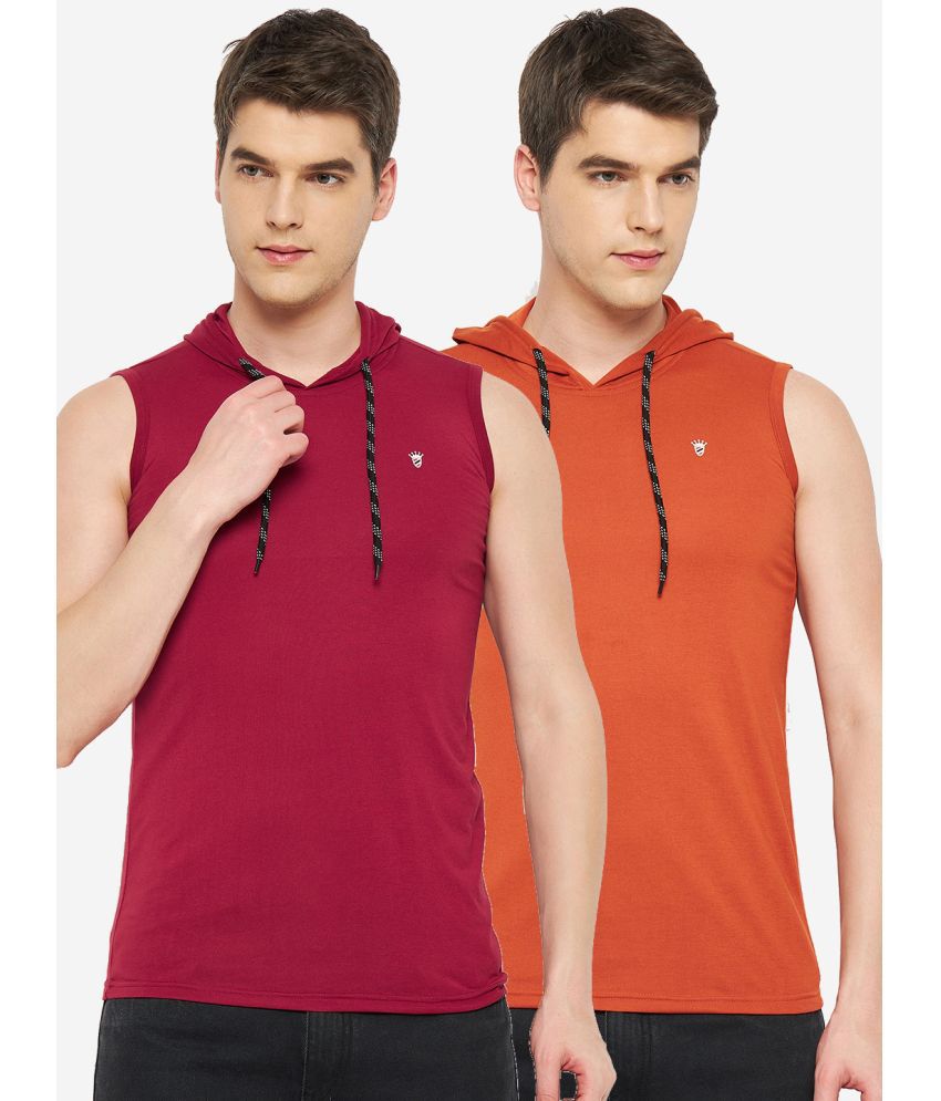     			RELANE Cotton Blend Regular Fit Solid Sleeveless Men's T-Shirt - Red ( Pack of 2 )