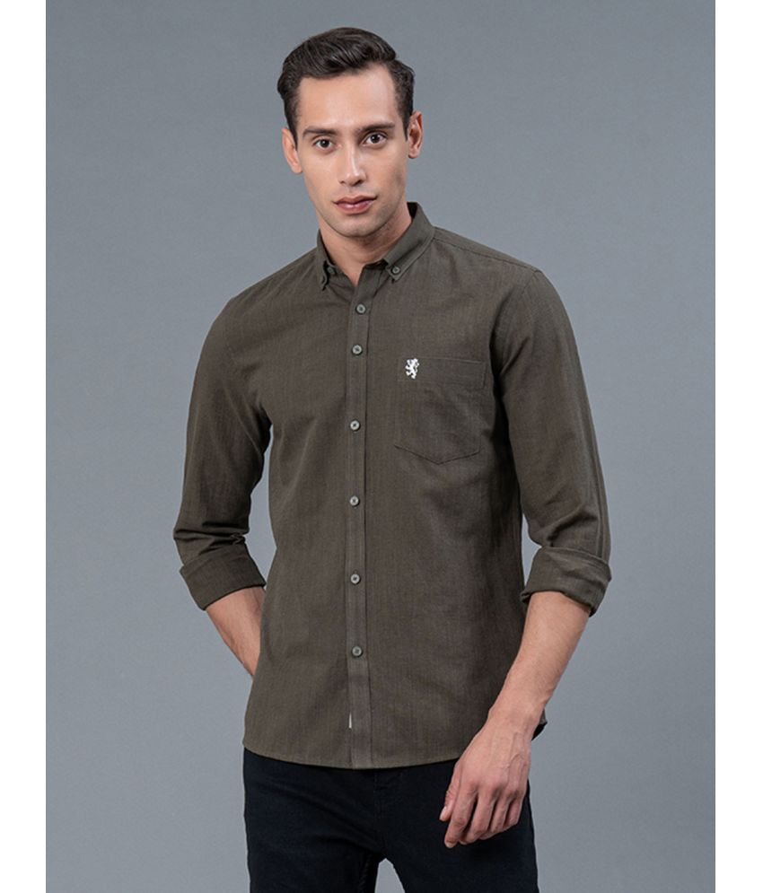     			Red Tape Cotton Blend Regular Fit Solids Full Sleeves Men's Casual Shirt - Olive ( Pack of 1 )