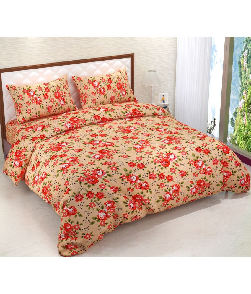     			SHUBH Polyester Floral 1 Double Bedsheet with 2 Pillow Covers - Multicolor