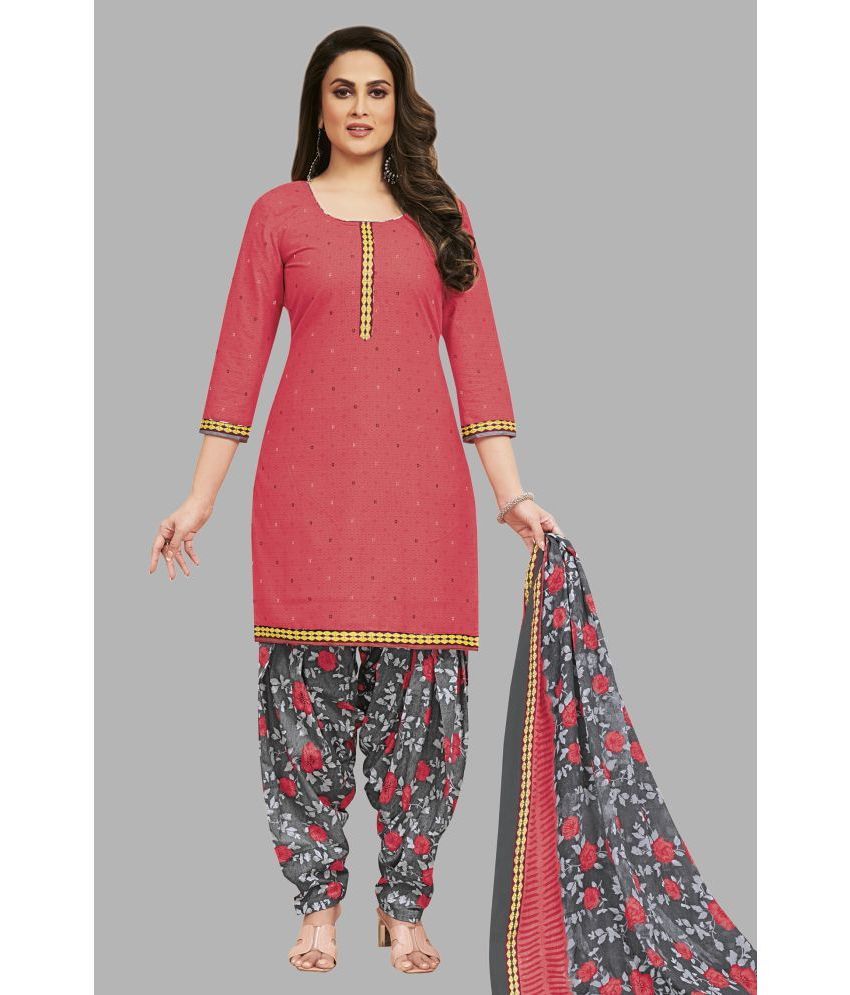     			SIMMU Cotton Printed Kurti With Patiala Women's Stitched Salwar Suit - Red ( Pack of 1 )