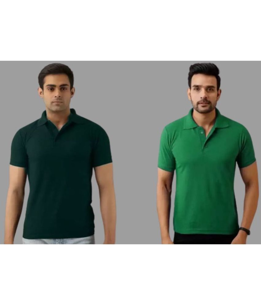     			SKYRISE Cotton Blend Slim Fit Solid Half Sleeves Men's Polo T Shirt - Multicolor ( Pack of 2 )