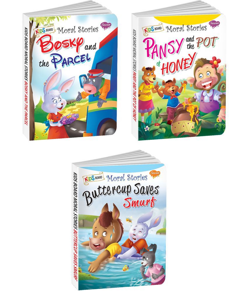     			Sawan Present Set Of 3 Books | Kids Board Moral Stories | Bosky And The Parcel, Pansy And The Pot Of Honey And Buttercup Saves Smurf (Board Book, Manoj Publications Editorial Board)