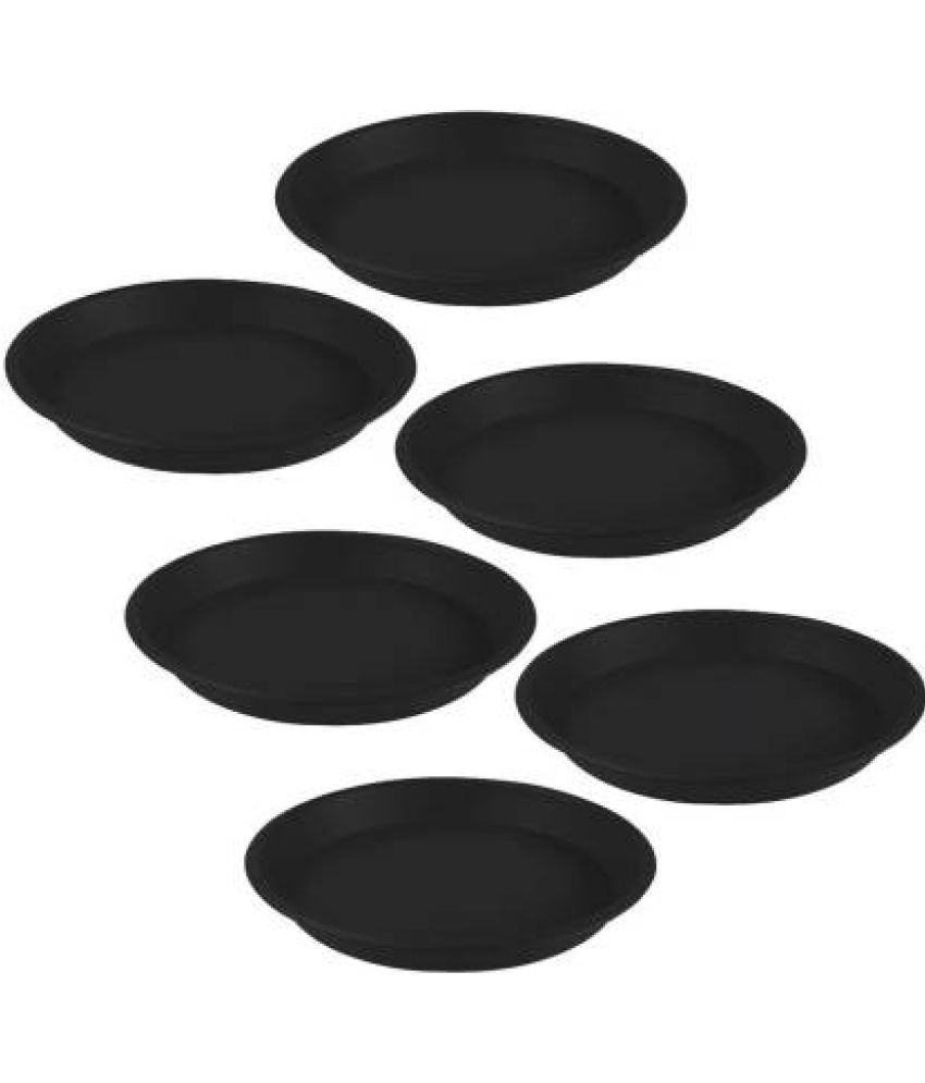     			TrustBasket UV Treated 12 inch Round Bottom Tray Saucer - Black Color - Set of 6