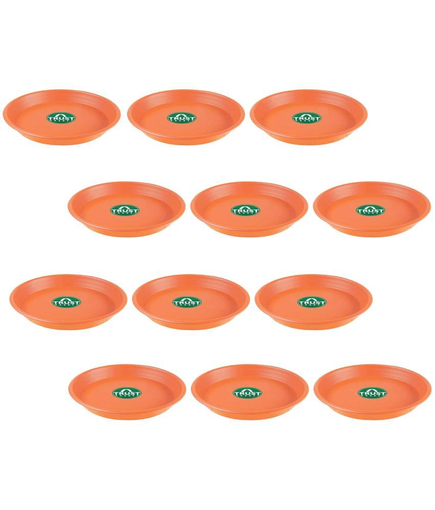     			TrustBasket UV Treated Bottom Tray Saucer 6 inch Plastic Pot - Terracotta Color - Set of 12