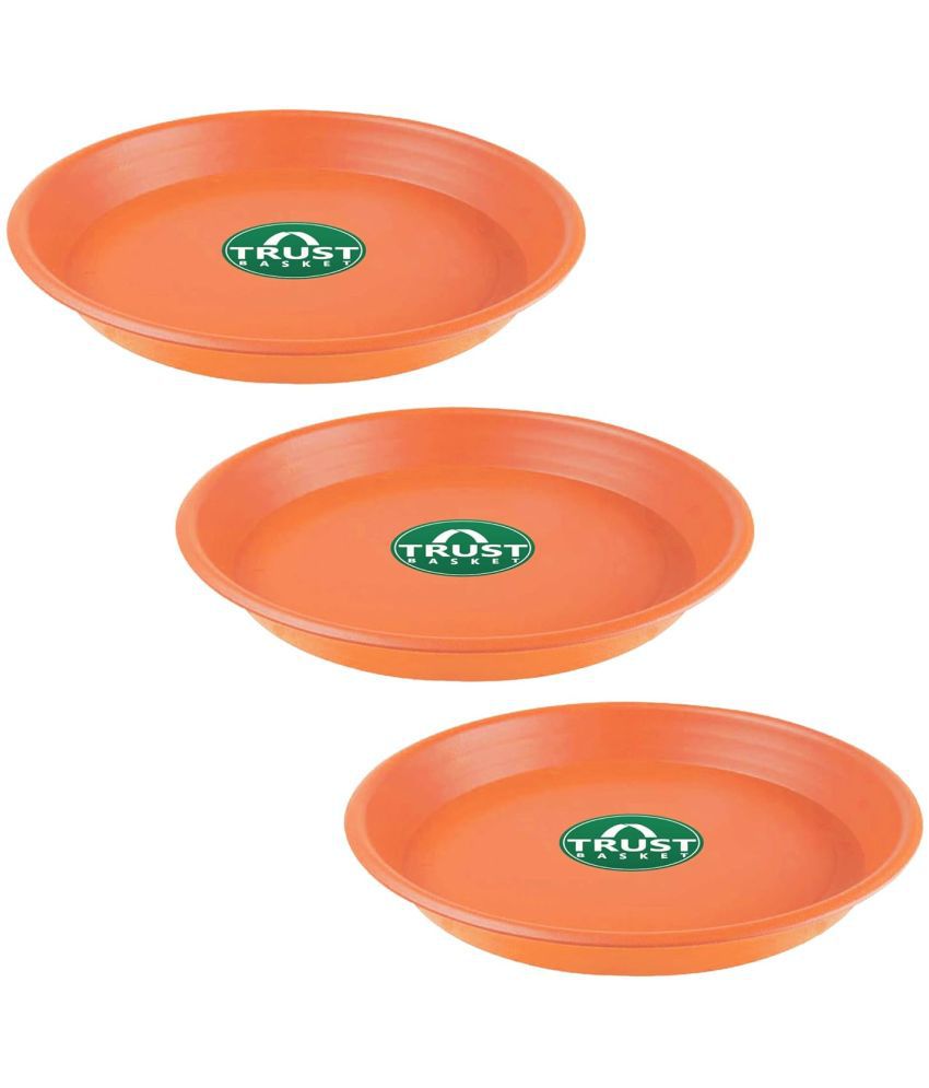     			TrustBasket UV Treated 12 inch Round Bottom Tray Saucer -Terracotta Color-Set of 3