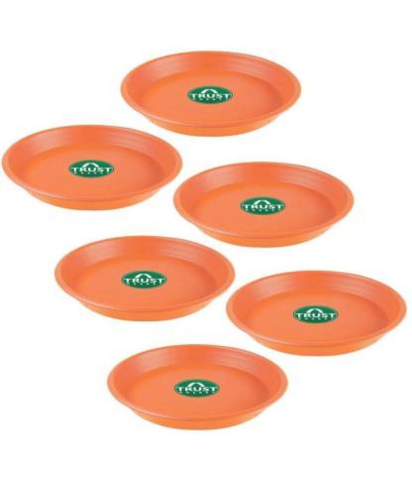     			TrustBasket UV Treated 14 inch Round Bottom Tray Saucer -Terracotta Color-Set of 6