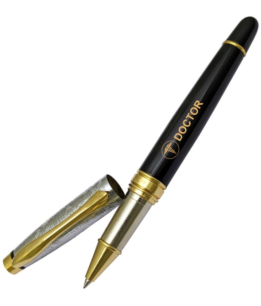     			UJJi Doctors Gifts Half Design Roller Pen with Golden Part (Blue Ink) Roller Ball Pen