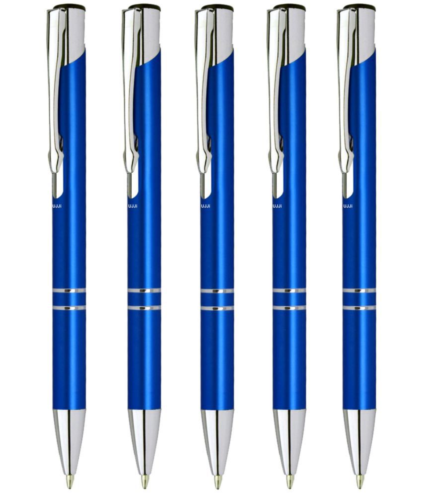     			UJJi Gloss Blue Color Retractable Pack of 5pcs (Blue Ink) Ball Pen