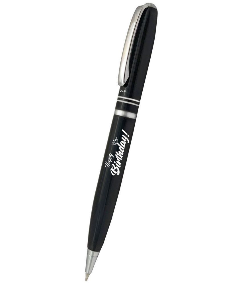    			UJJi Happy Birthday Logo Two Ring Black Color Twist On & Off (Blue Ink) Ball Pen