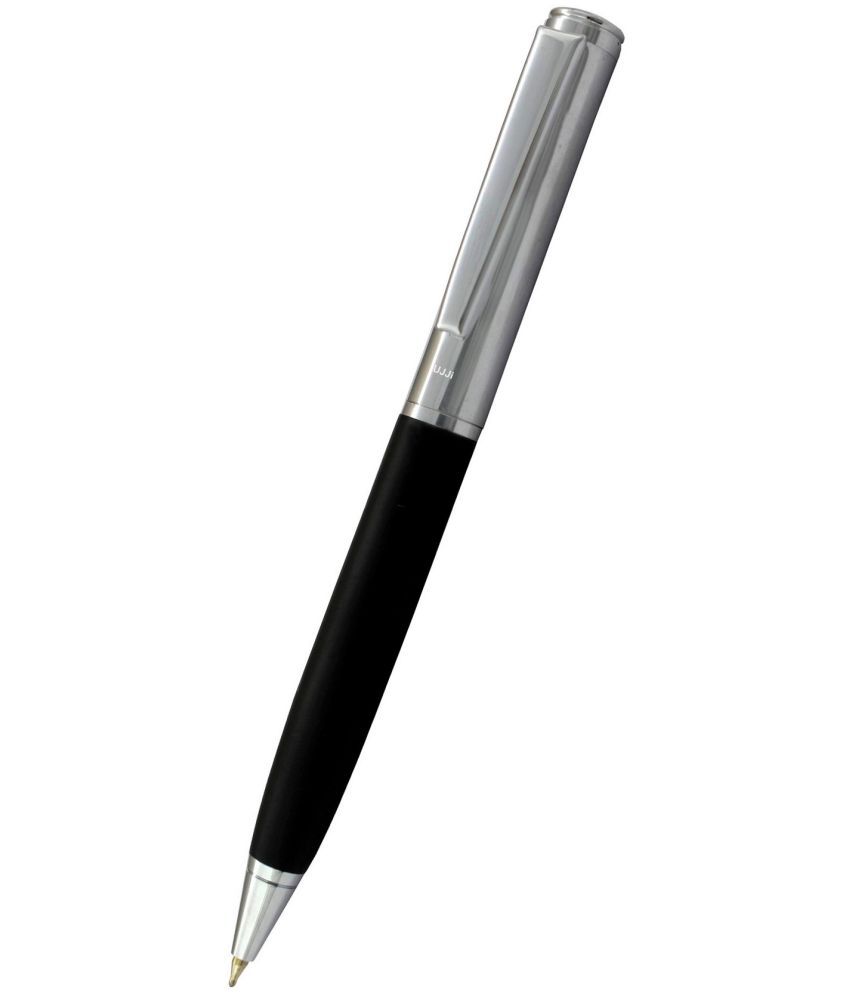     			UJJi Matte Black with Chrome Clip (Blue Ink) Ball Pen