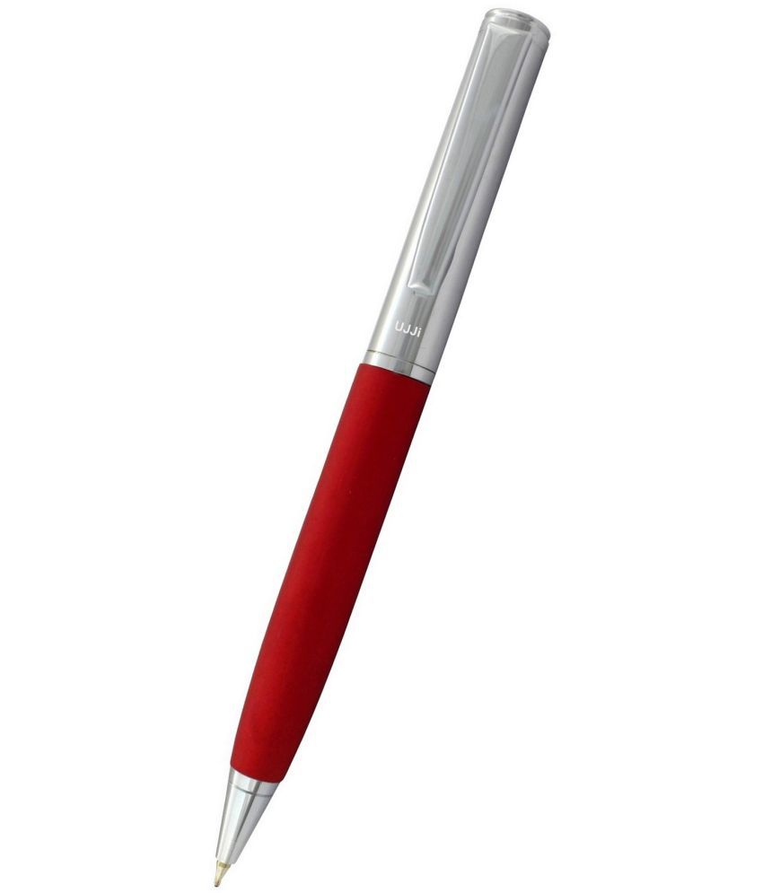     			UJJi Matte Red with Chrome Clip (Blue Ink) Ball Pen