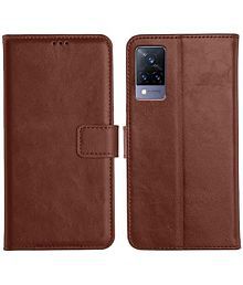 Vivo Brown Flip Cover Artificial Leather Compatible For Vivo V21 5G ( Pack of 1 )