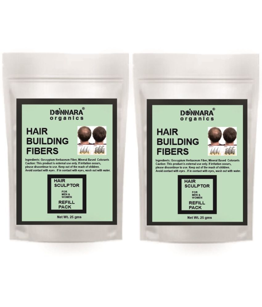     			Donnara Organics Hair Building Fiber Instant Fuller Hair Refill Pack (Black) 25 gm Pack of 2