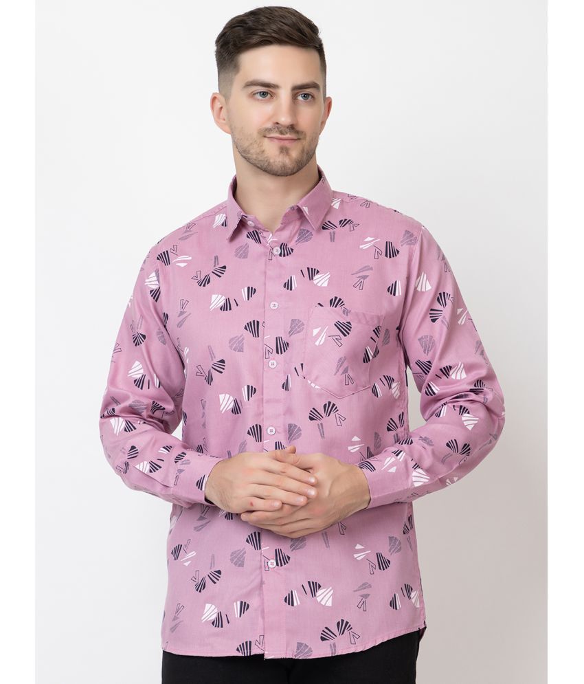     			FREKMAN 100% Cotton Regular Fit Printed Full Sleeves Men's Casual Shirt - Pink ( Pack of 1 )